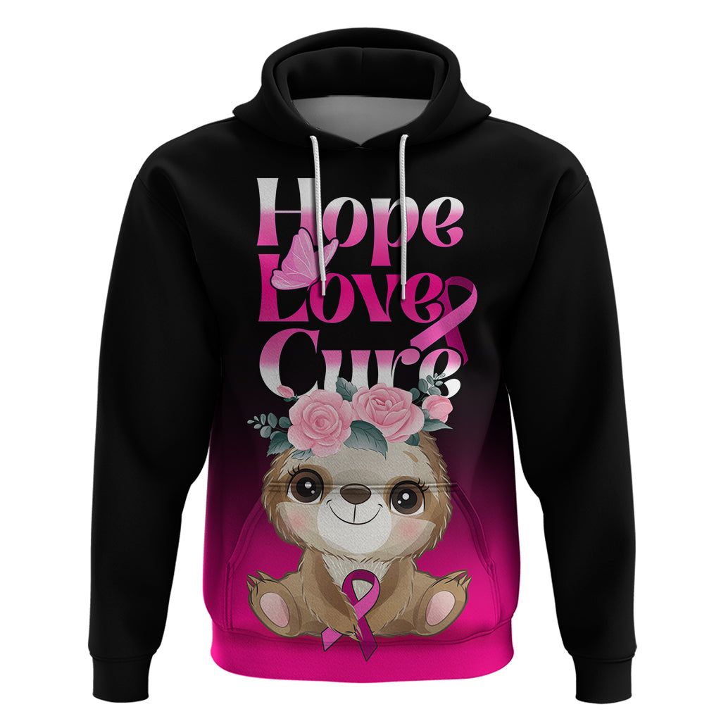 Personalised Hope Love Cure Hoodie Sloth Breast Cancer Awareness - Wonder Print Shop