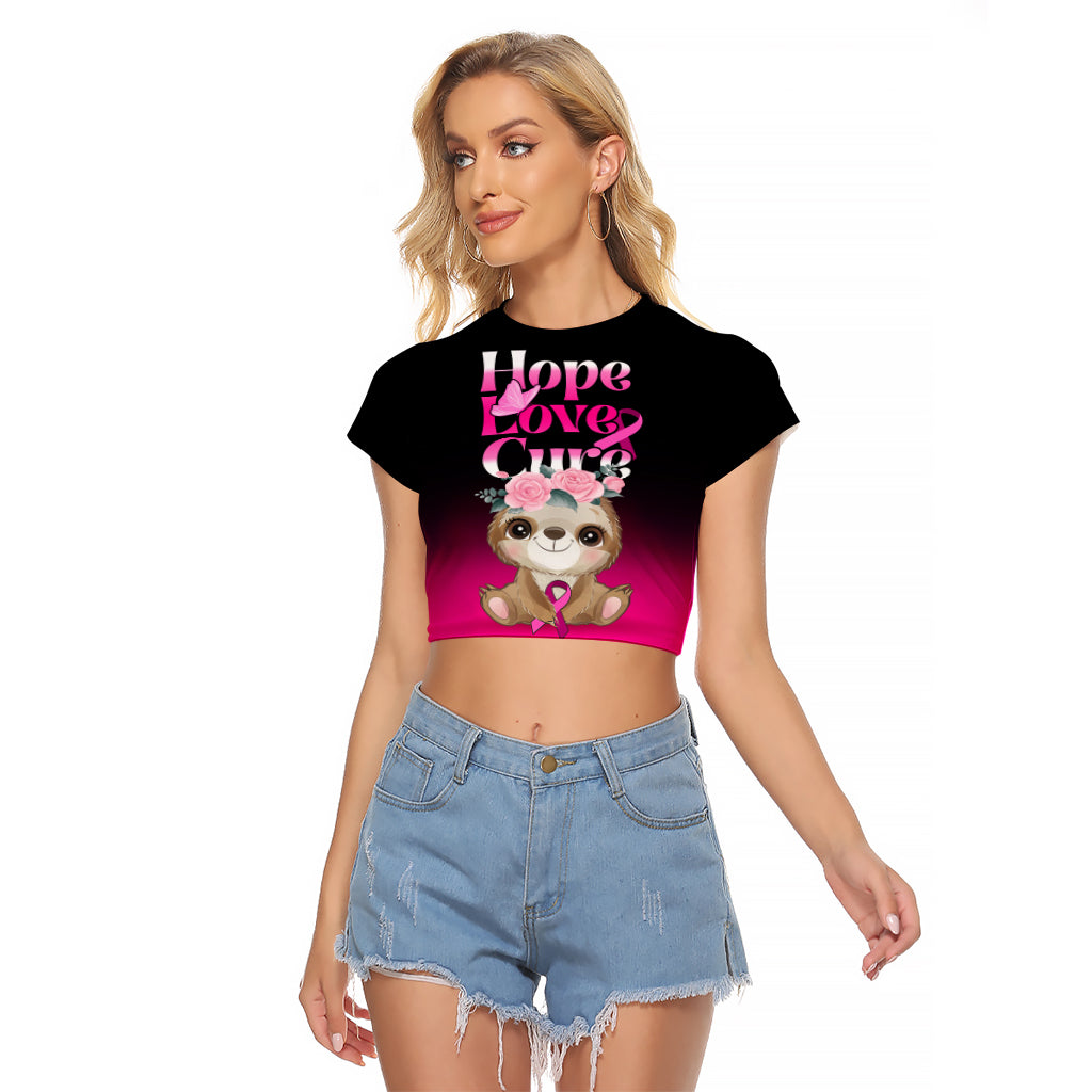 personalised-hope-love-cure-raglan-cropped-t-shirt-sloth-breast-cancer-awareness