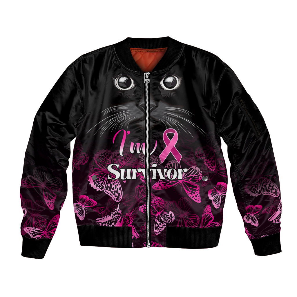 personalised-i-am-a-survivor-sleeve-zip-bomber-jacket-black-cat-breast-cancer-awareness