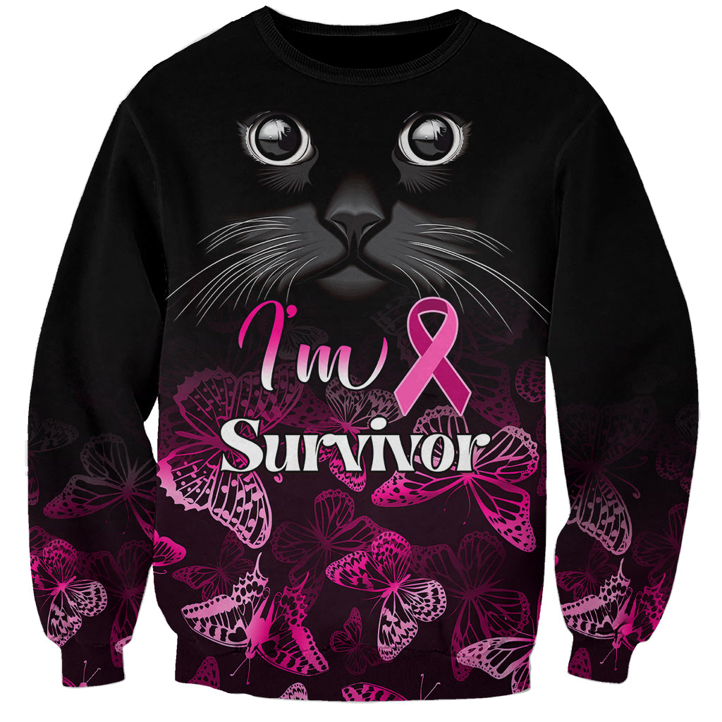 personalised-i-am-a-survivor-sweatshirt-black-cat-breast-cancer-awareness