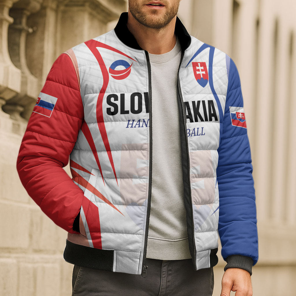 Custom Handball Slovakia Bomber Puffer Jacket Go Champions
