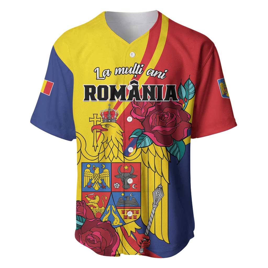 Personalized Romania Independence Day Baseball Jersey Golden Eagle With Roses - Wonder Print Shop