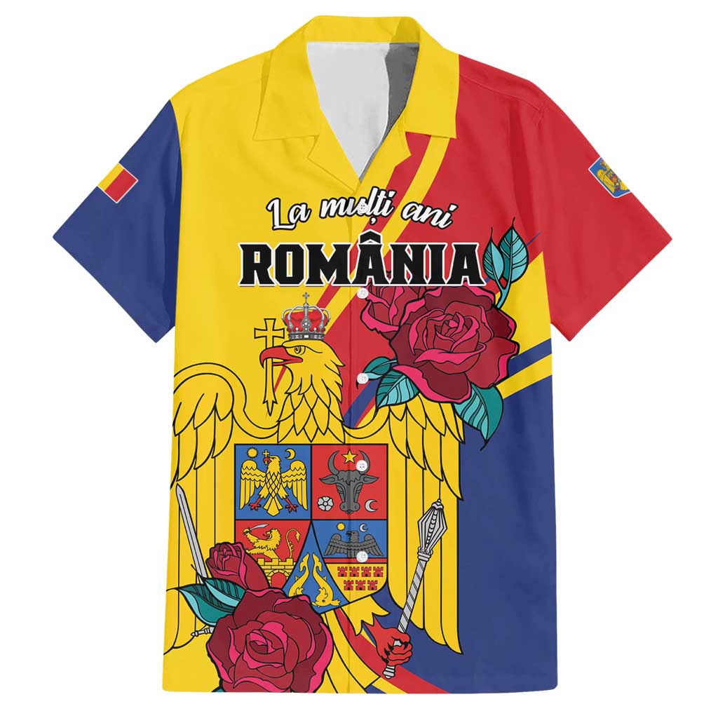 Personalized Romania Independence Day Hawaiian Shirt Golden Eagle With Roses - Wonder Print Shop