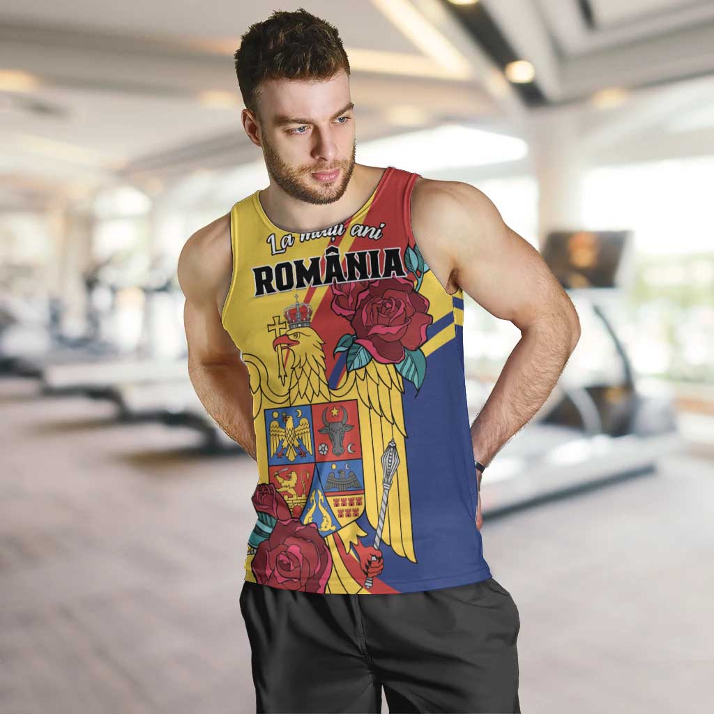 Personalized Romania Independence Day Men Tank Top Golden Eagle With Roses - Wonder Print Shop