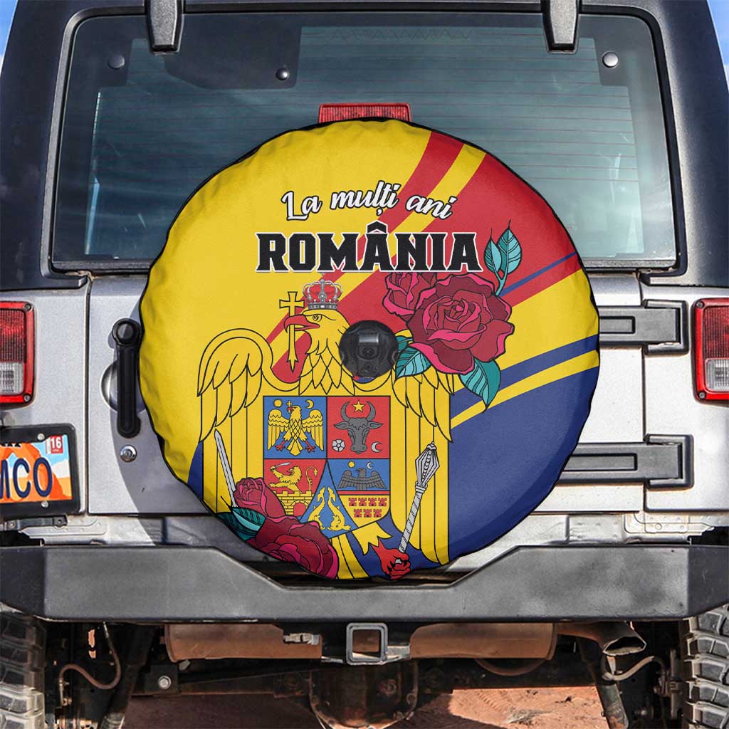 Personalized Romania Independence Day Spare Tire Cover Golden Eagle With Roses - Wonder Print Shop