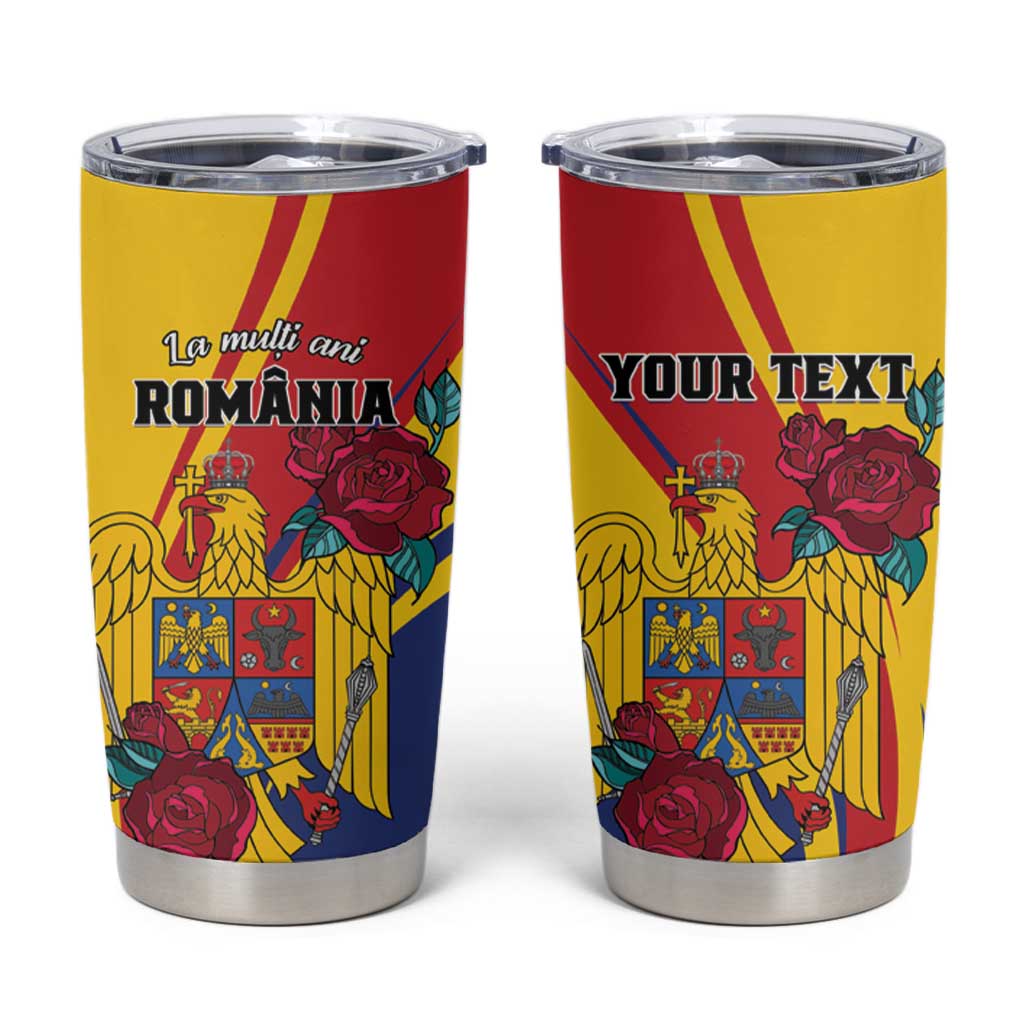 Personalized Romania Independence Day Tumbler Cup Golden Eagle With Roses - Wonder Print Shop