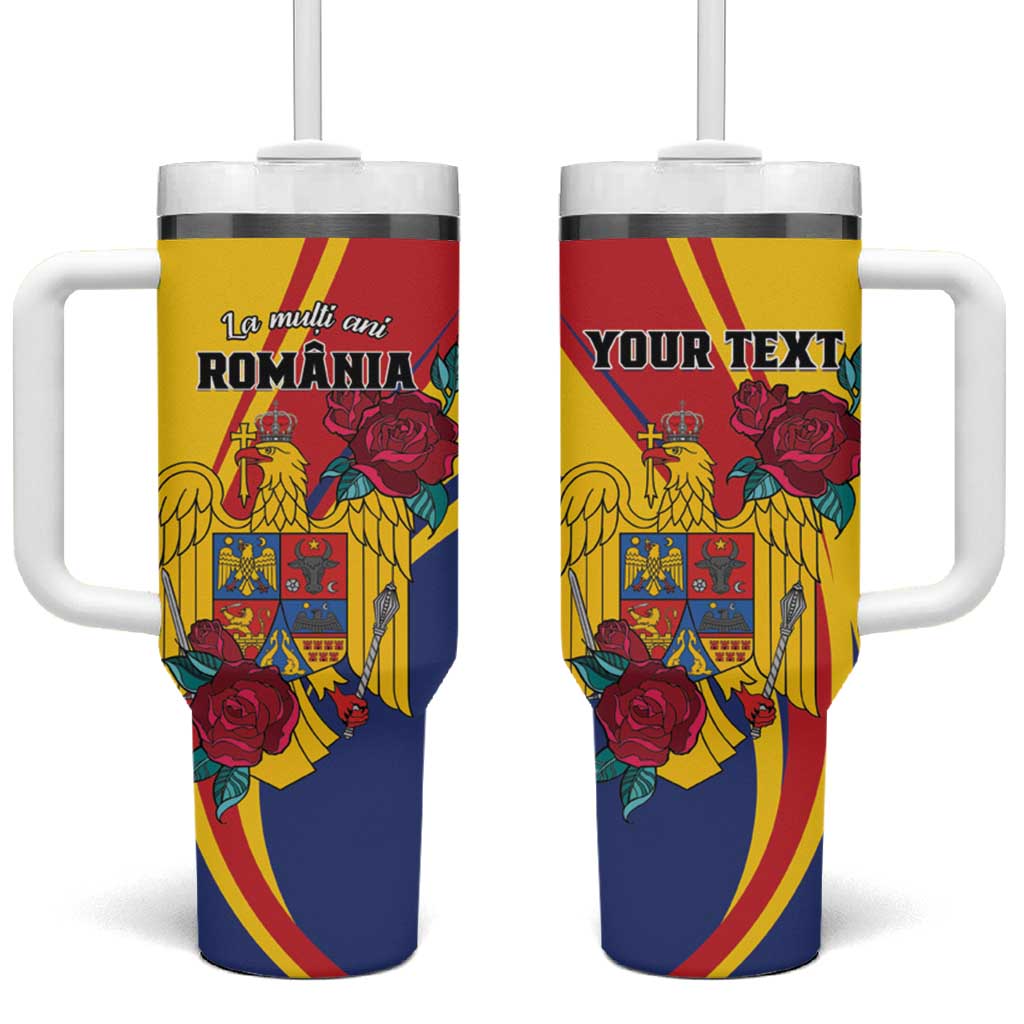 Personalized Romania Independence Day Tumbler With Handle Golden Eagle With Roses - Wonder Print Shop