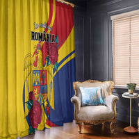 Romania window curtain panel, yellow/red/blue with eagle and roses design