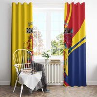 Romania window curtain set with top grommets, yellow and red panels with eagle and roses