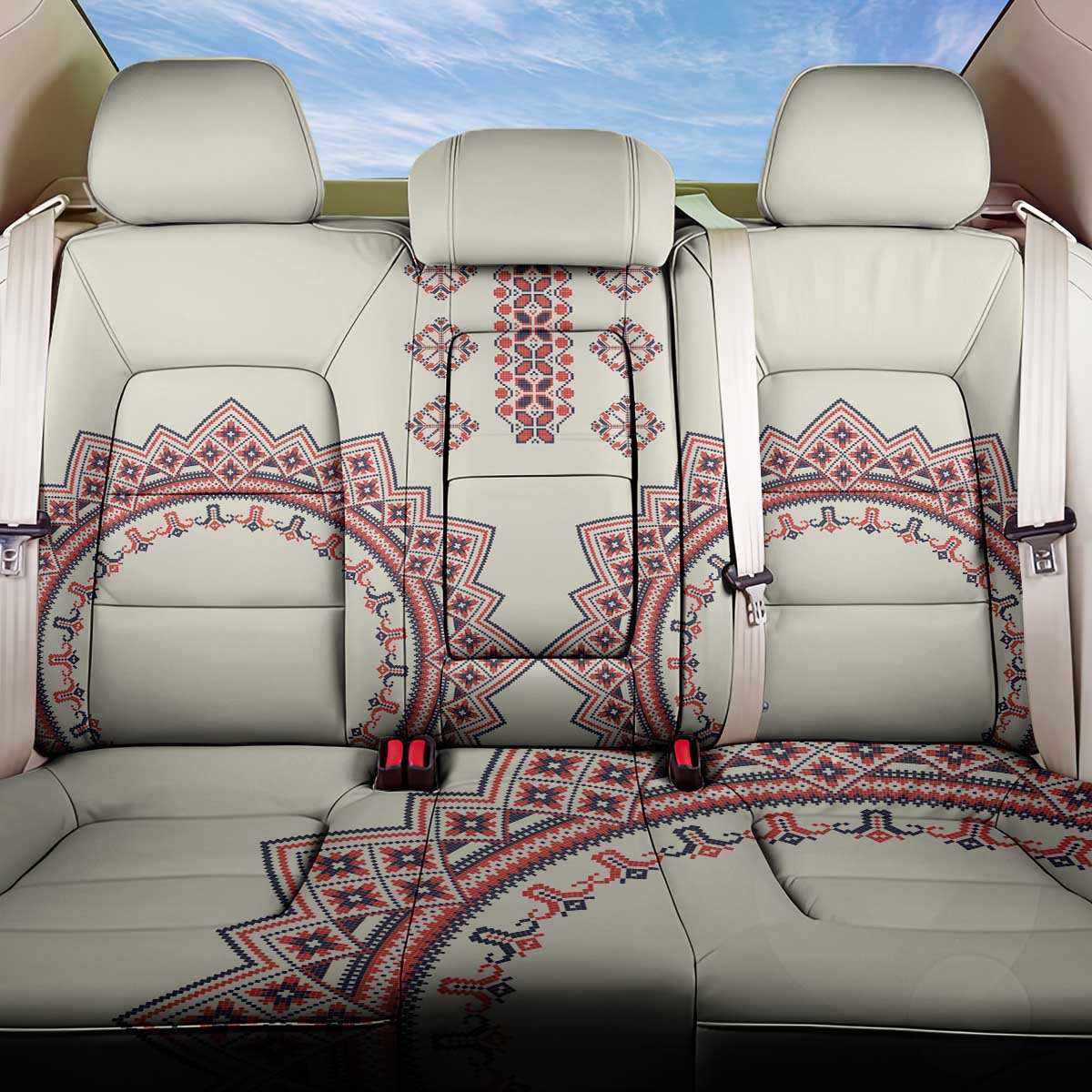 Romanian Traditional Pattern Back Car Seat Cover Unique - Wonder Print Shop