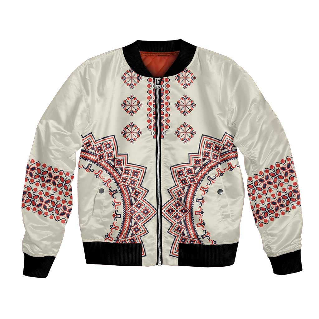 Romanian Traditional Pattern Bomber Jacket Unique - Wonder Print Shop