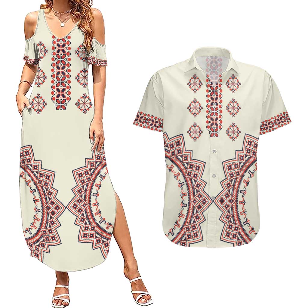 Romanian Traditional Pattern Couples Matching Summer Maxi Dress and Hawaiian Shirt Unique - Wonder Print Shop