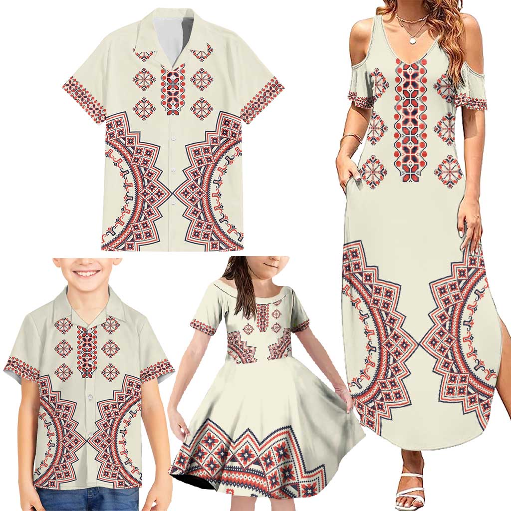 Romanian Traditional Pattern Family Matching Summer Maxi Dress and Hawaiian Shirt Unique - Wonder Print Shop