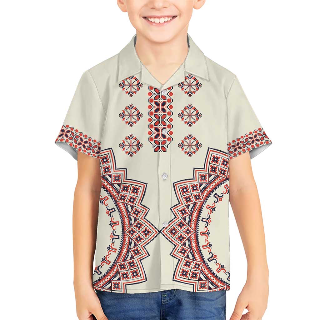 Romanian Traditional Pattern Kid Hawaiian Shirt Unique - Wonder Print Shop