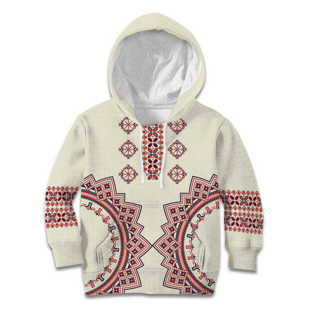 Romanian Traditional Pattern Kid Hoodie Unique - Wonder Print Shop