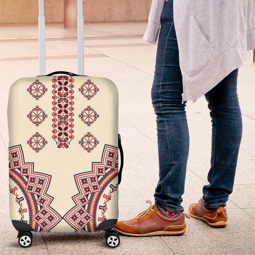 Romanian Traditional Pattern Luggage Cover Unique - Wonder Print Shop