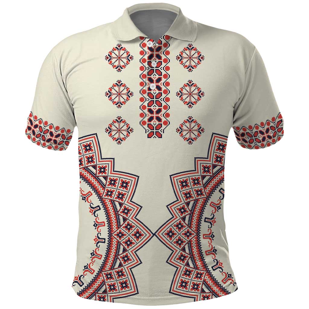 Romanian Traditional Pattern Polo Shirt Unique - Wonder Print Shop