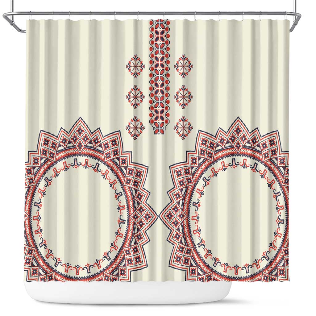 Romanian Traditional Pattern Shower Curtain Unique