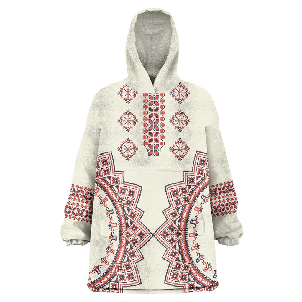 Romanian Traditional Pattern Wearable Blanket Hoodie Unique