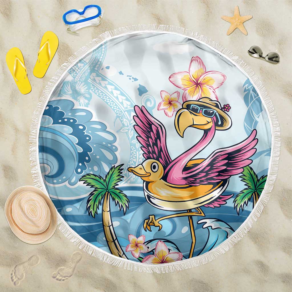 Hawaii Flamingo Beach Blanket Plumeria Tropical Beach - Wonder Print Shop