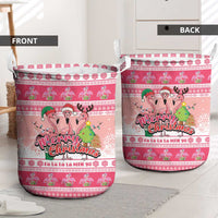 Flamingo Pink Christmas Laundry Basket Fa La La La Min Go - Wonder Print Shop