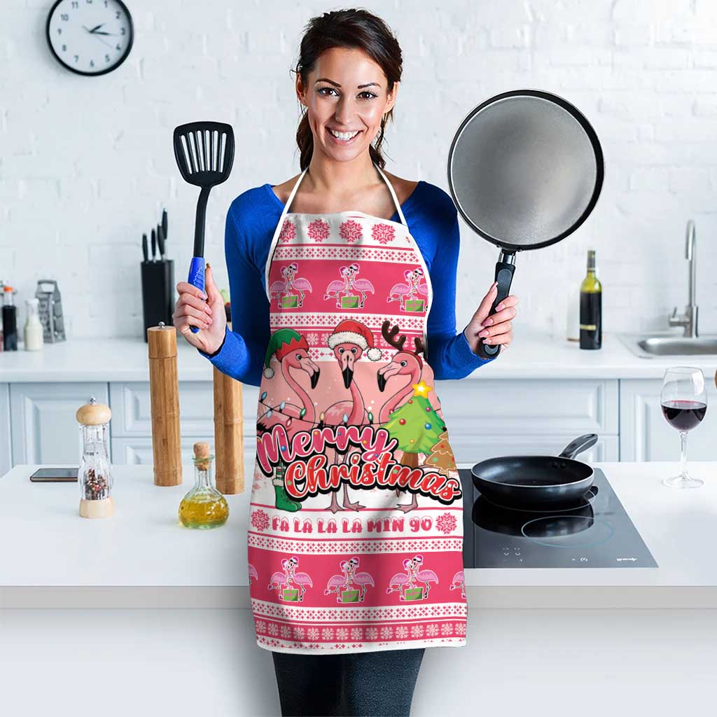 Flamingo Pink Christmas Apron Fa La La La Min Go - Wonder Print Shop
