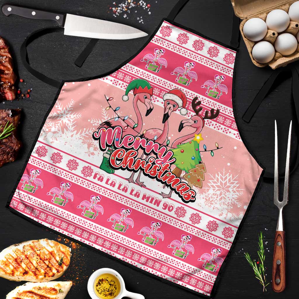 Flamingo Pink Christmas Apron Fa La La La Min Go - Wonder Print Shop