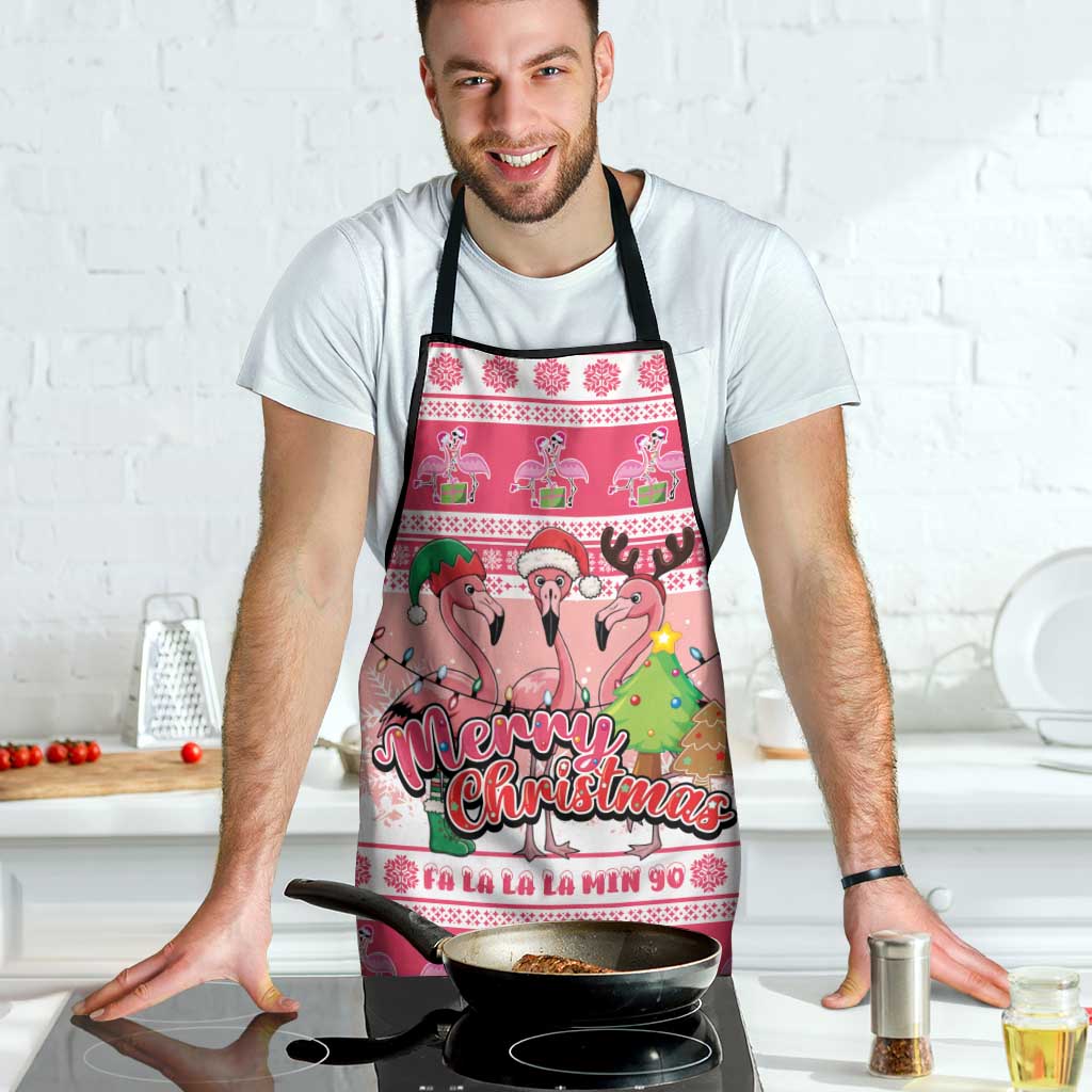Flamingo Pink Christmas Apron Fa La La La Min Go - Wonder Print Shop