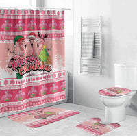 Flamingo Pink Christmas Bathroom Set Fa La La La Min Go - Wonder Print Shop