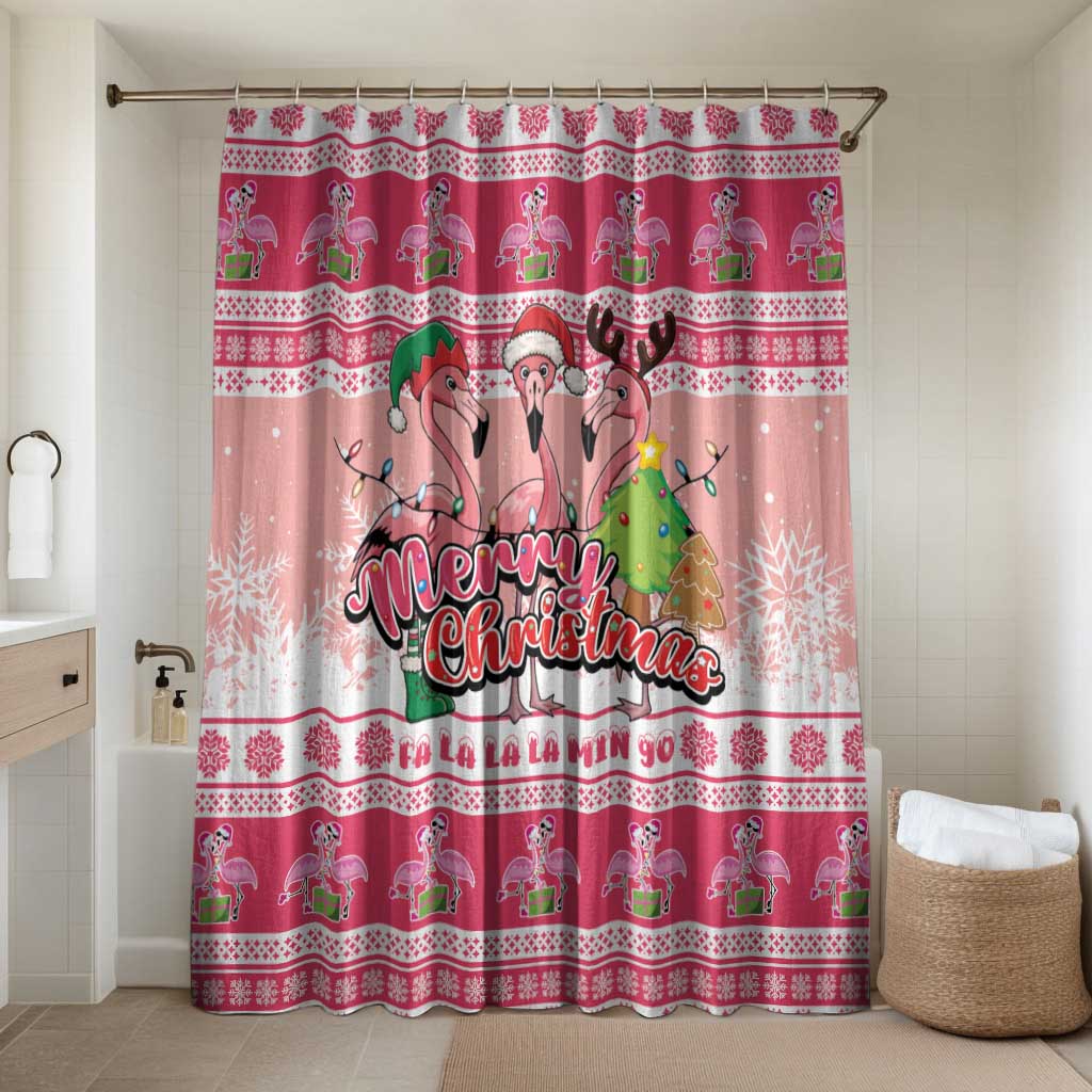Flamingo Pink Christmas Bathroom Set Fa La La La Min Go - Wonder Print Shop