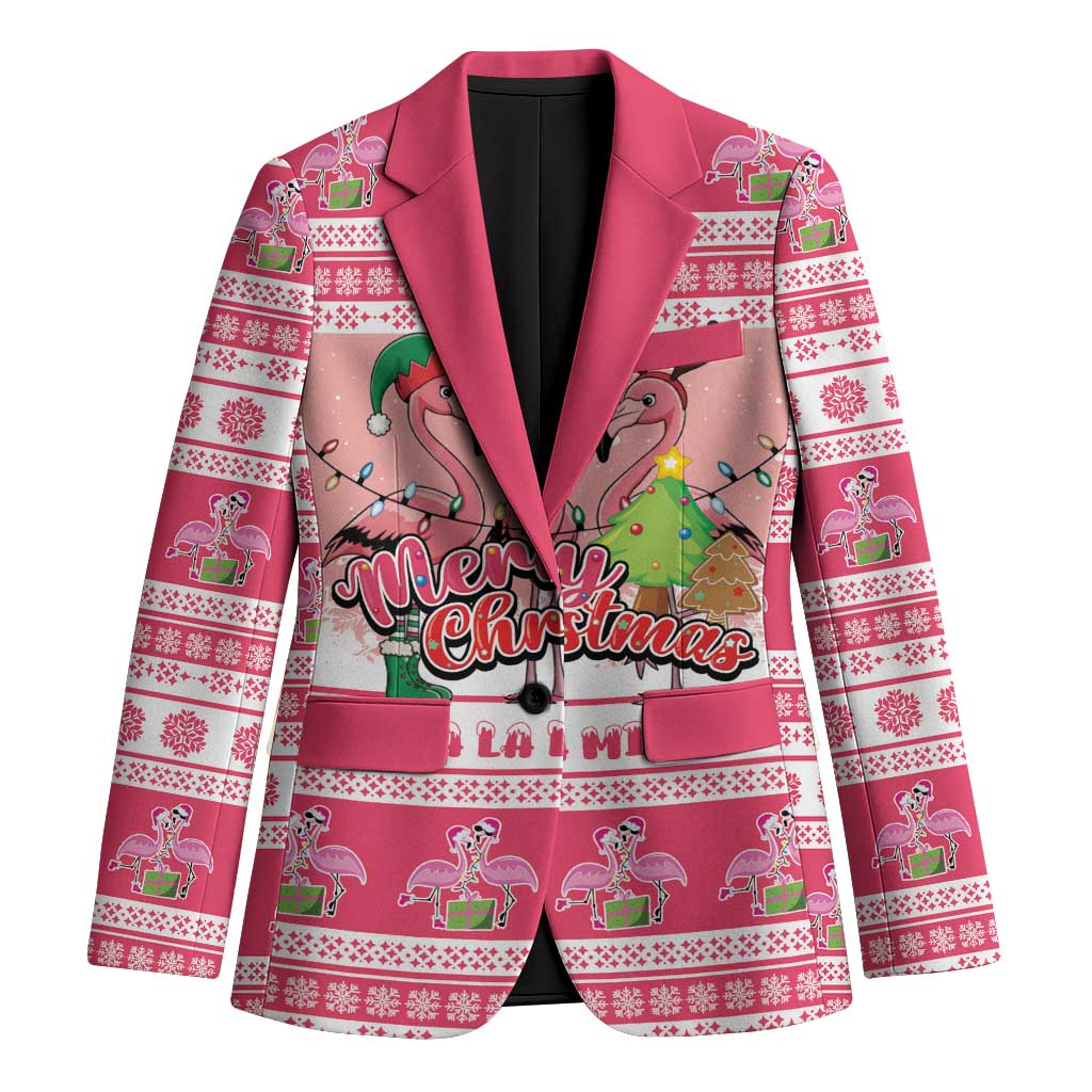 Flamingo Pink Christmas Blazer Fa La La La Min Go - Wonder Print Shop