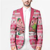 Flamingo Pink Christmas Blazer Fa La La La Min Go - Wonder Print Shop