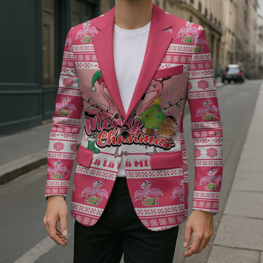 Flamingo Pink Christmas Blazer Fa La La La Min Go - Wonder Print Shop