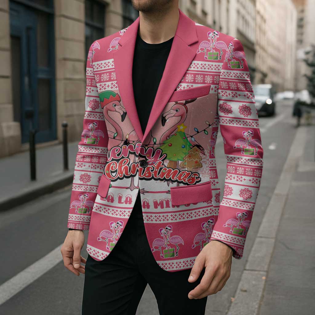 Flamingo Pink Christmas Blazer Fa La La La Min Go - Wonder Print Shop