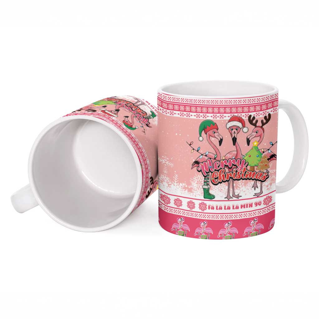 Flamingo Pink Christmas Ceramic Mug Fa La La La Min Go - Wonder Print Shop