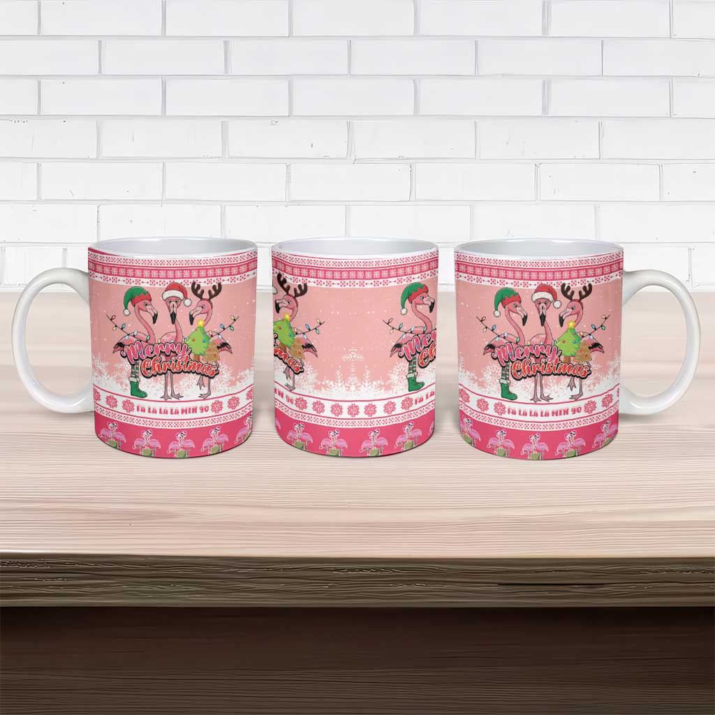 Flamingo Pink Christmas Ceramic Mug Fa La La La Min Go - Wonder Print Shop