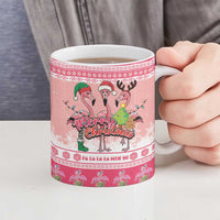Flamingo Pink Christmas Ceramic Mug Fa La La La Min Go - Wonder Print Shop