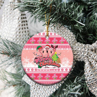 Flamingo Pink Christmas Ceramic Ornament Fa La La La Min Go - Wonder Print Shop