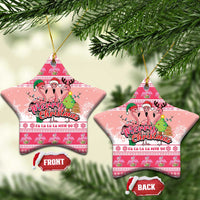 Flamingo Pink Christmas Ceramic Ornament Fa La La La Min Go - Wonder Print Shop