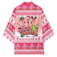 Flamingo Pink Christmas Kimono Fa La La La Min Go - Wonder Print Shop