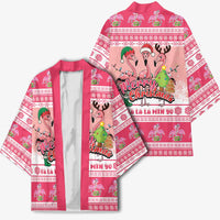 Flamingo Pink Christmas Kimono Fa La La La Min Go - Wonder Print Shop