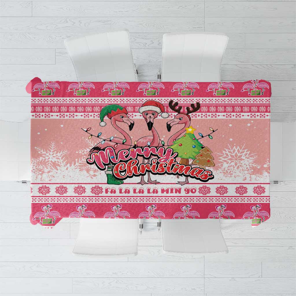 Flamingo Pink Christmas Tablecloth Fa La La La Min Go - Wonder Print Shop