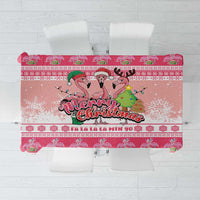 Flamingo Pink Christmas Tablecloth Fa La La La Min Go - Wonder Print Shop