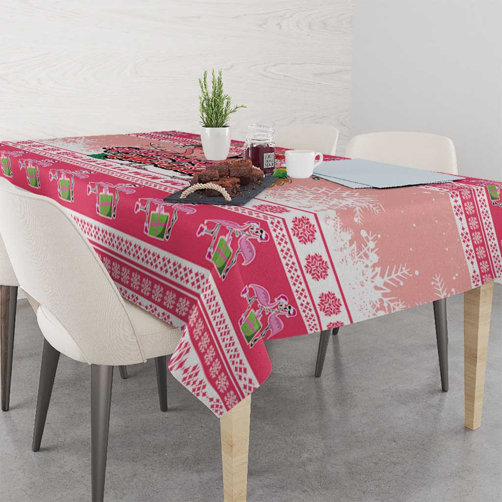 Flamingo Pink Christmas Tablecloth Fa La La La Min Go - Wonder Print Shop