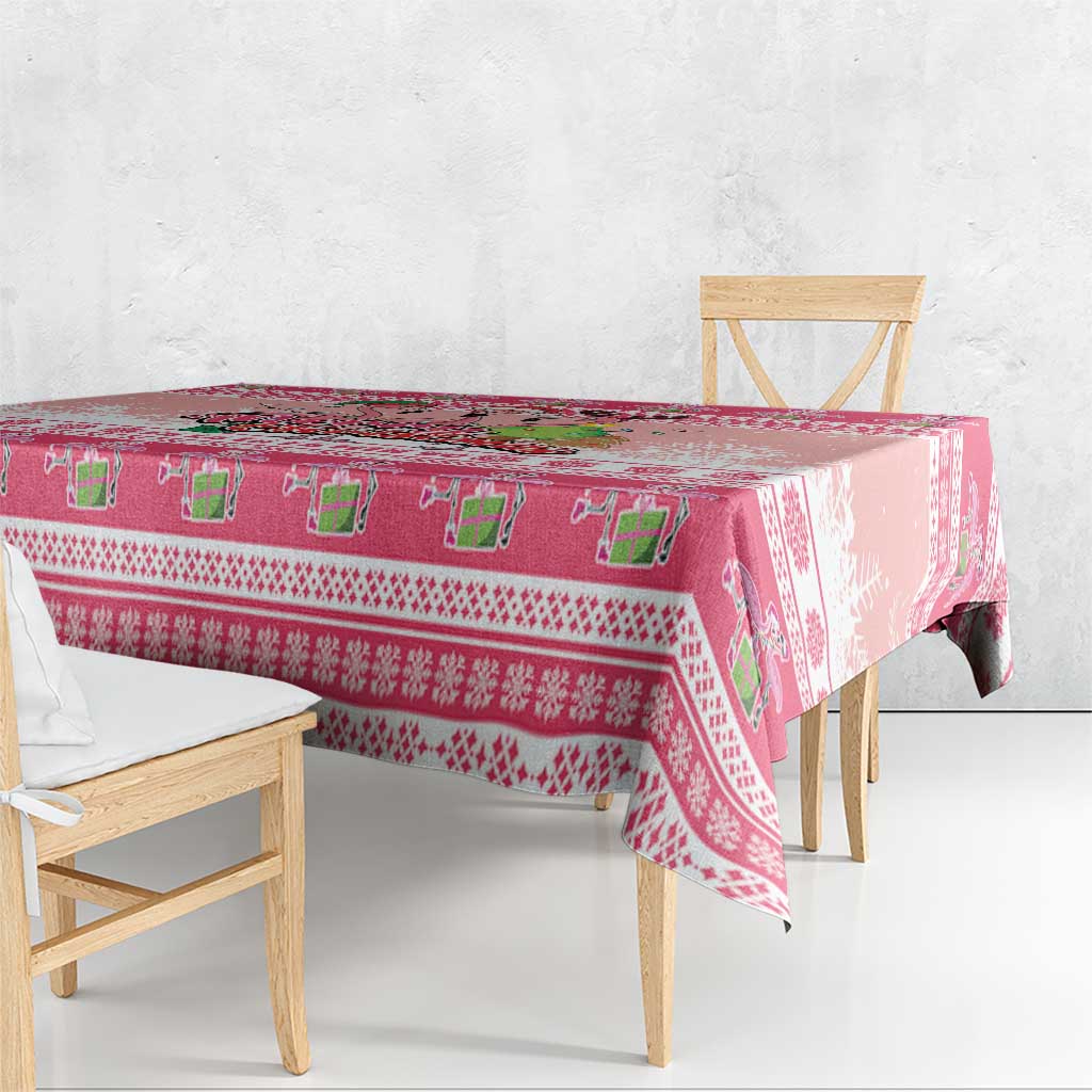 Flamingo Pink Christmas Tablecloth Fa La La La Min Go - Wonder Print Shop