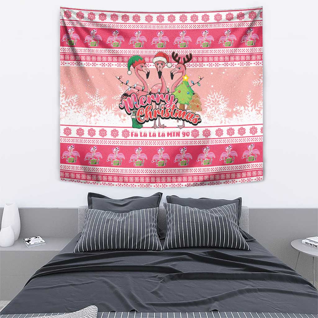 Flamingo Pink Christmas Tapestry Fa La La La Min Go - Wonder Print Shop