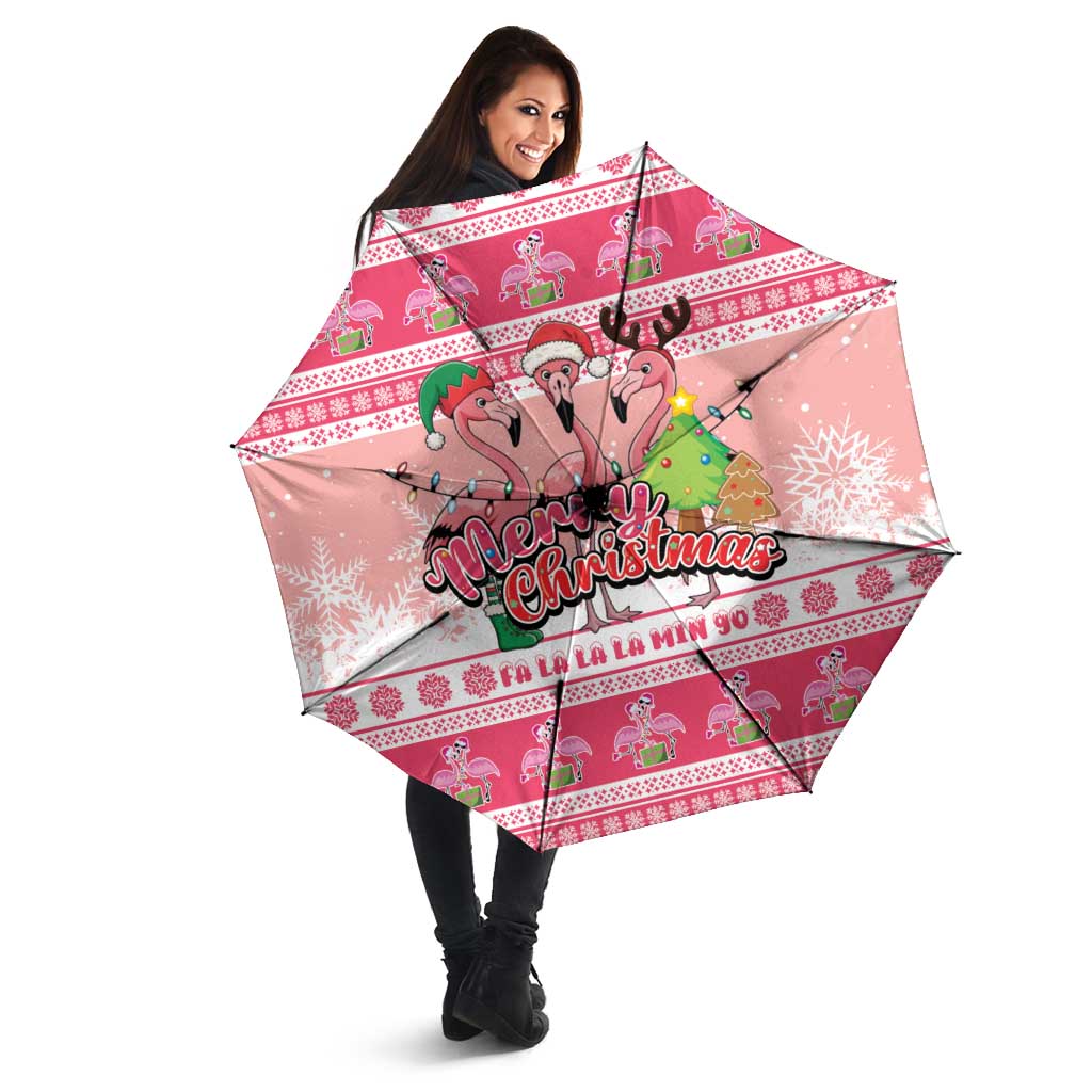 Flamingo Pink Christmas Umbrella Fa La La La Min Go - Wonder Print Shop