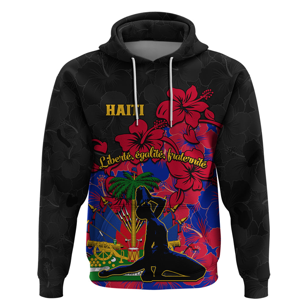 Haiti Independence Day Hoodie Hibiscus Neg Marron - Wonder Print Shop