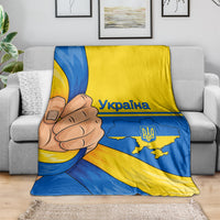 Ukraine Unity Day blanket with blue and yellow graphic and Ukraine map