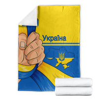 Ukraine unity day blanket with hand, flag, and Ukraine map graphic